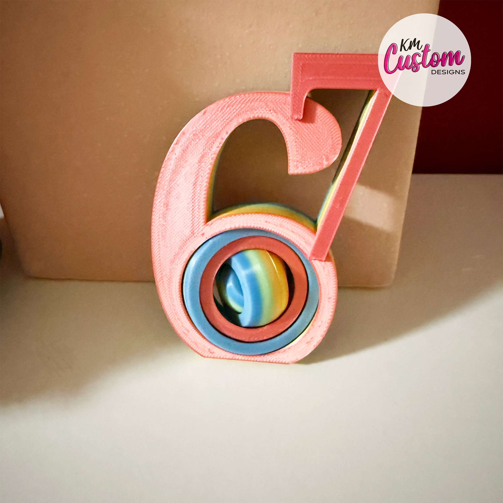 READY TO SHIP - 3D Printed 67 gyro circle fidget - Rainbow