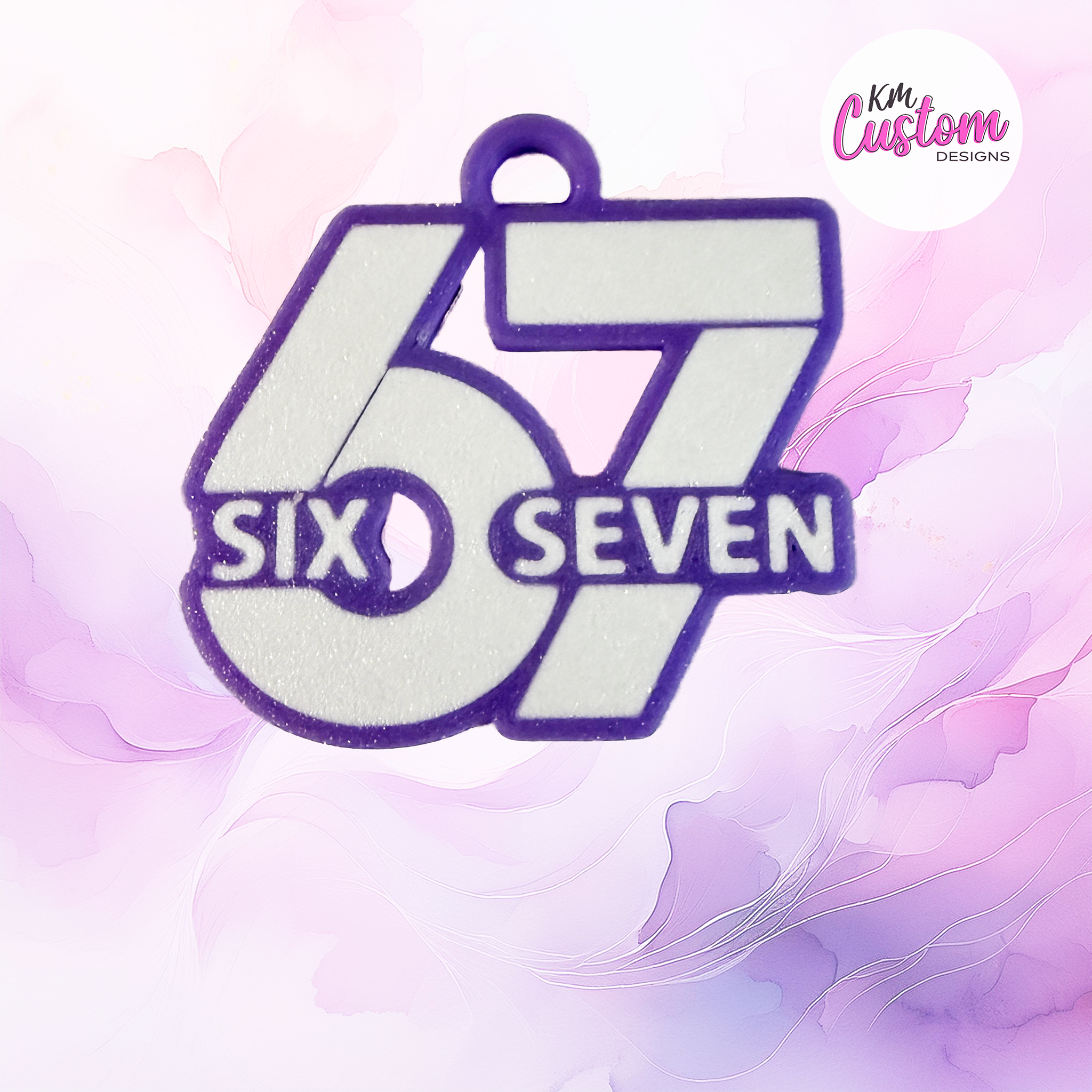 3D Printed 67 Embedded Text Keyring