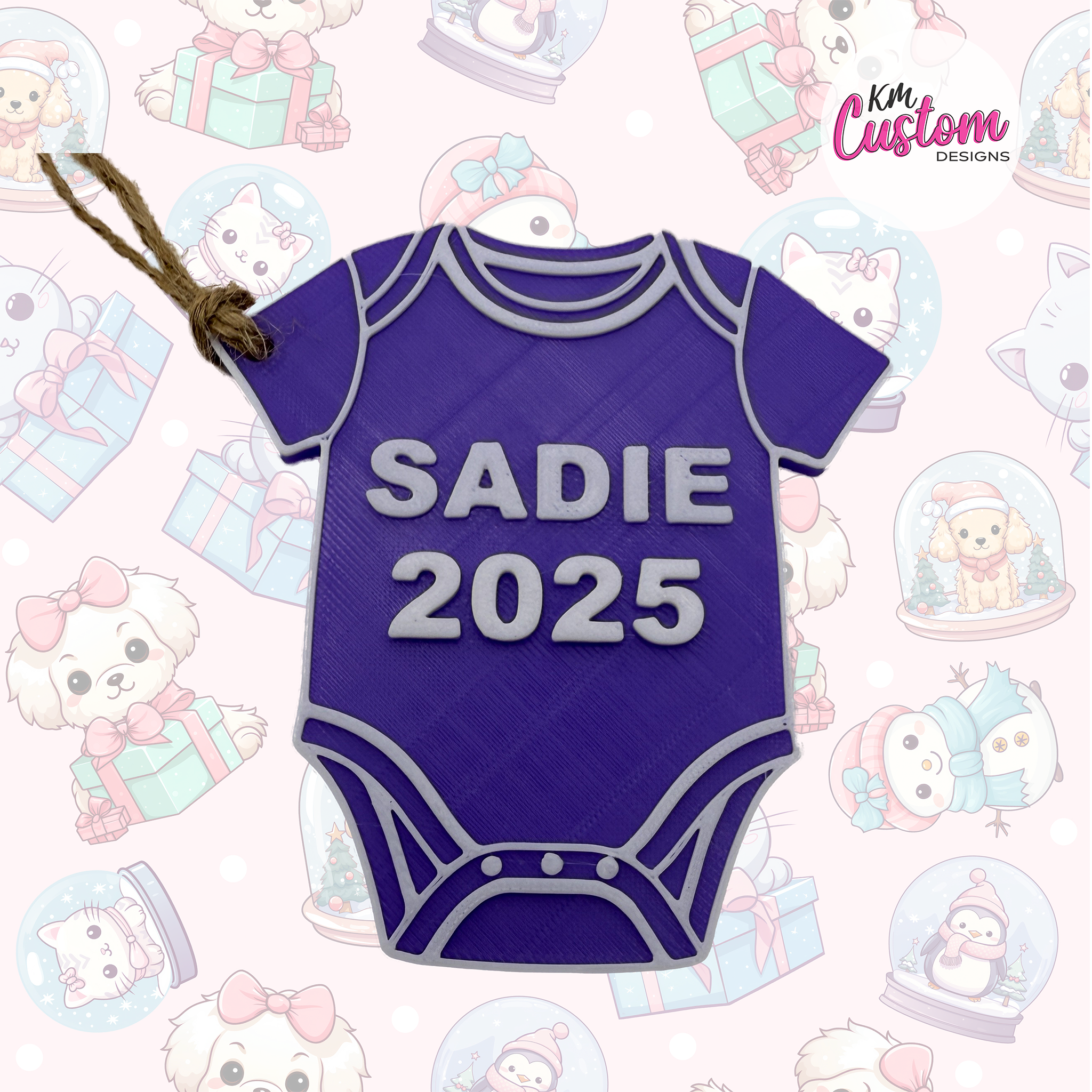 3D Printed Personalised Onesie Baby Ornament