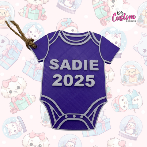 3D Printed Personalised Onesie Baby Ornament