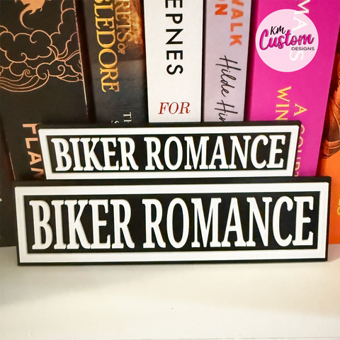 3D Printed Biker Romance Book Shelf Sign