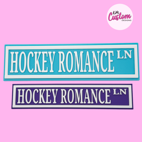 3D Printed Hockey Romance Lane Book Shelf Sign