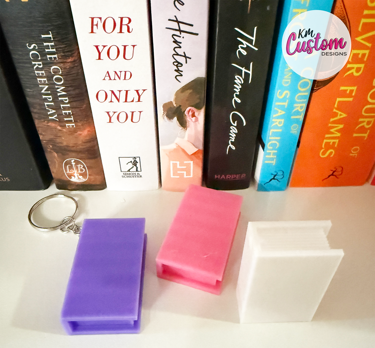 3D Printed Book Keyring – KM Custom Designs