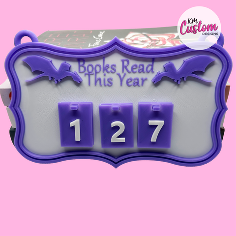 3D Printed Books Read This Year Counter Hanging Sign – Fantasy Dragon Theme