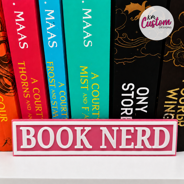 3D Printed Book Nerd Book Shelf Sign