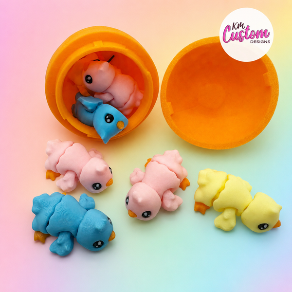 Chickens in a carrot container