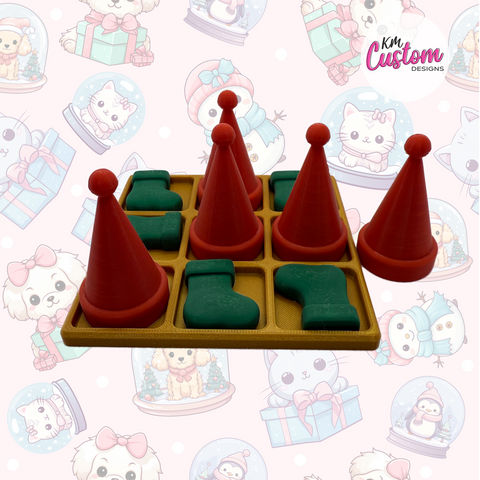 3D Printed Christmas Tic Tac Toe Game Set