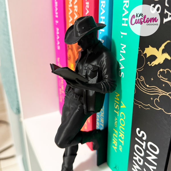 3D printed cowboy reader bookshelf figure