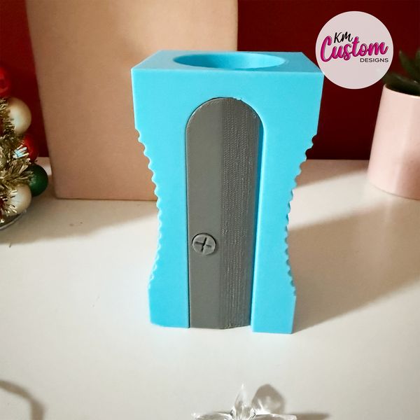 NOT QUITE RIGHT - Giant Pencil Sharpener Pen/Pencil Holder - Cyan