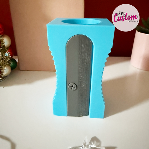 NOT QUITE RIGHT - Giant Pencil Sharpener Pen/Pencil Holder - Cyan