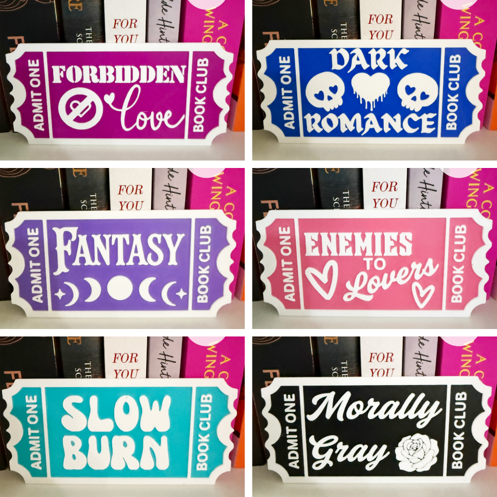 3D Printed Trope Book Club Shelf Signs – KM Custom Designs