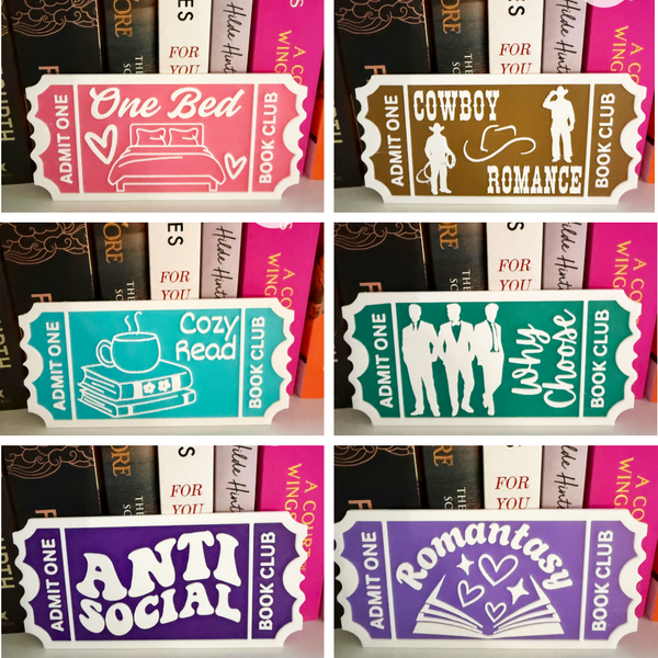 3D Printed Trope Book Club Shelf Signs