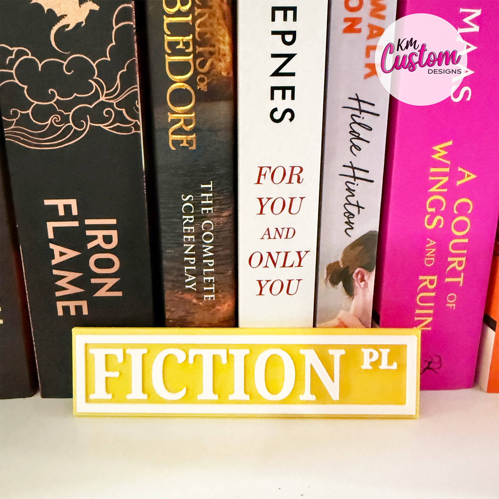 3D Printed Fiction Place Book Shelf Sign