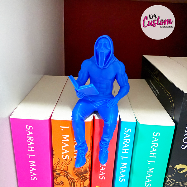 3D printed ghost face reader bookshelf figure