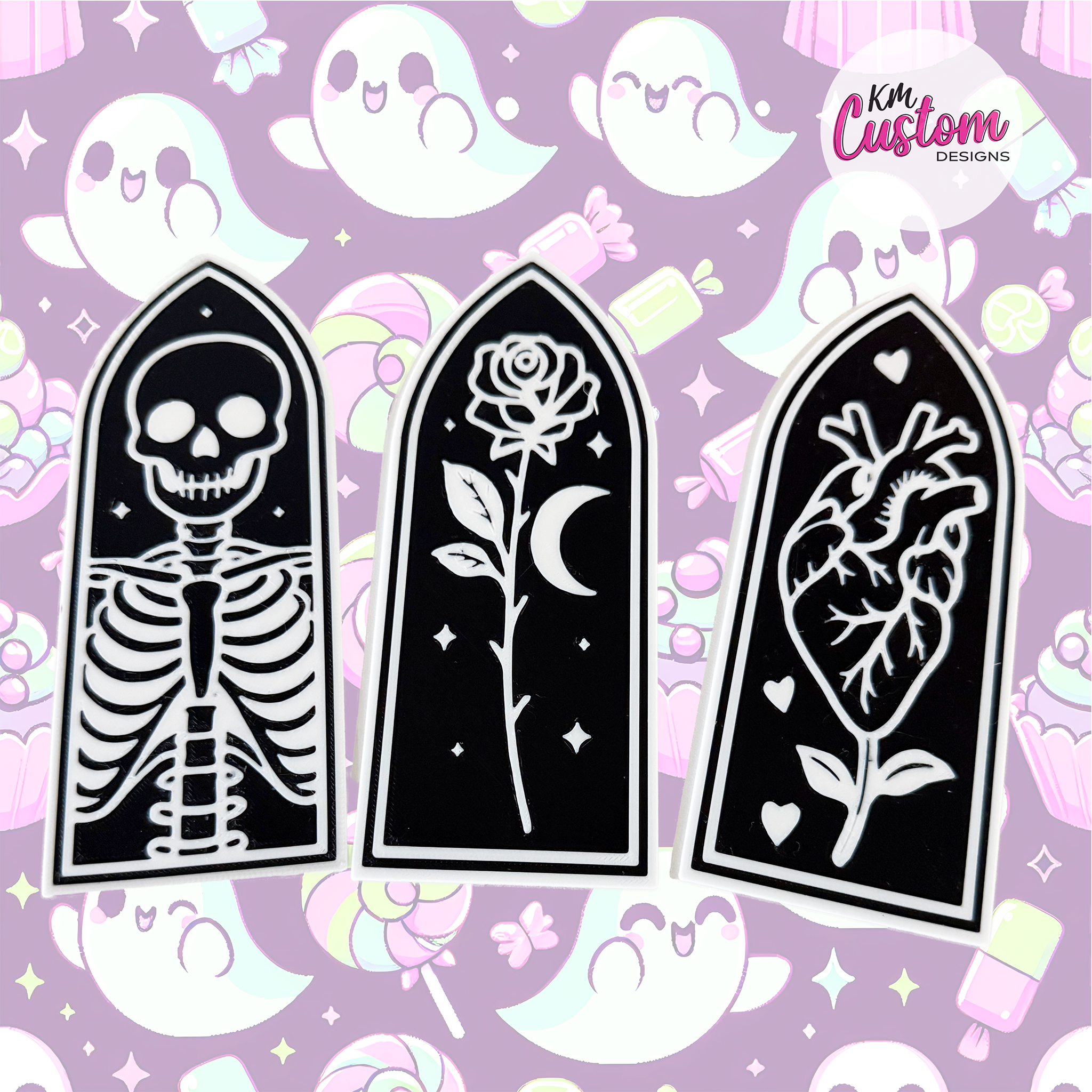 3D Printed Set of 3 Spooky Halloween Bookmarks