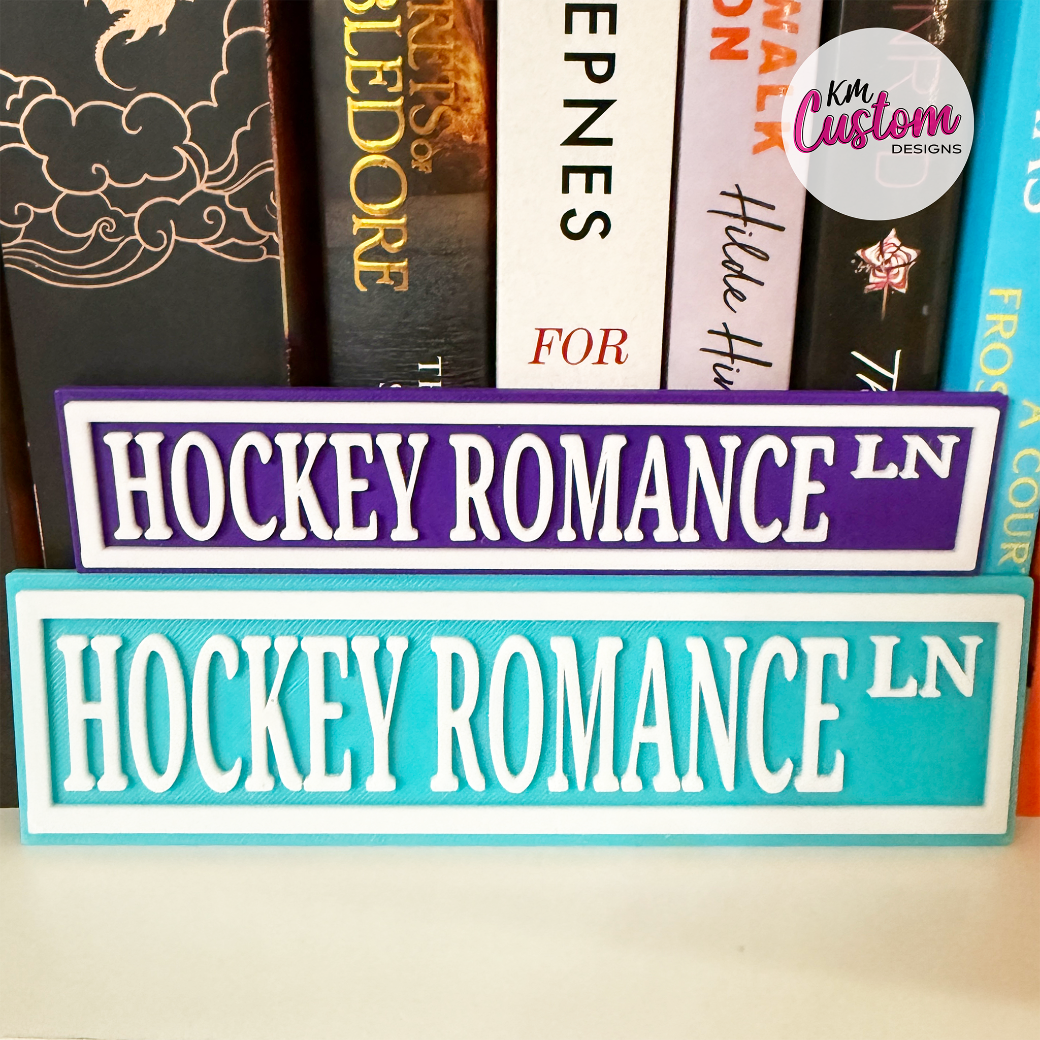 3D Printed Hockey Romance Lane Book Shelf Sign