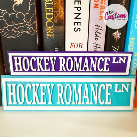 3D Printed Hockey Romance Lane Book Shelf Sign