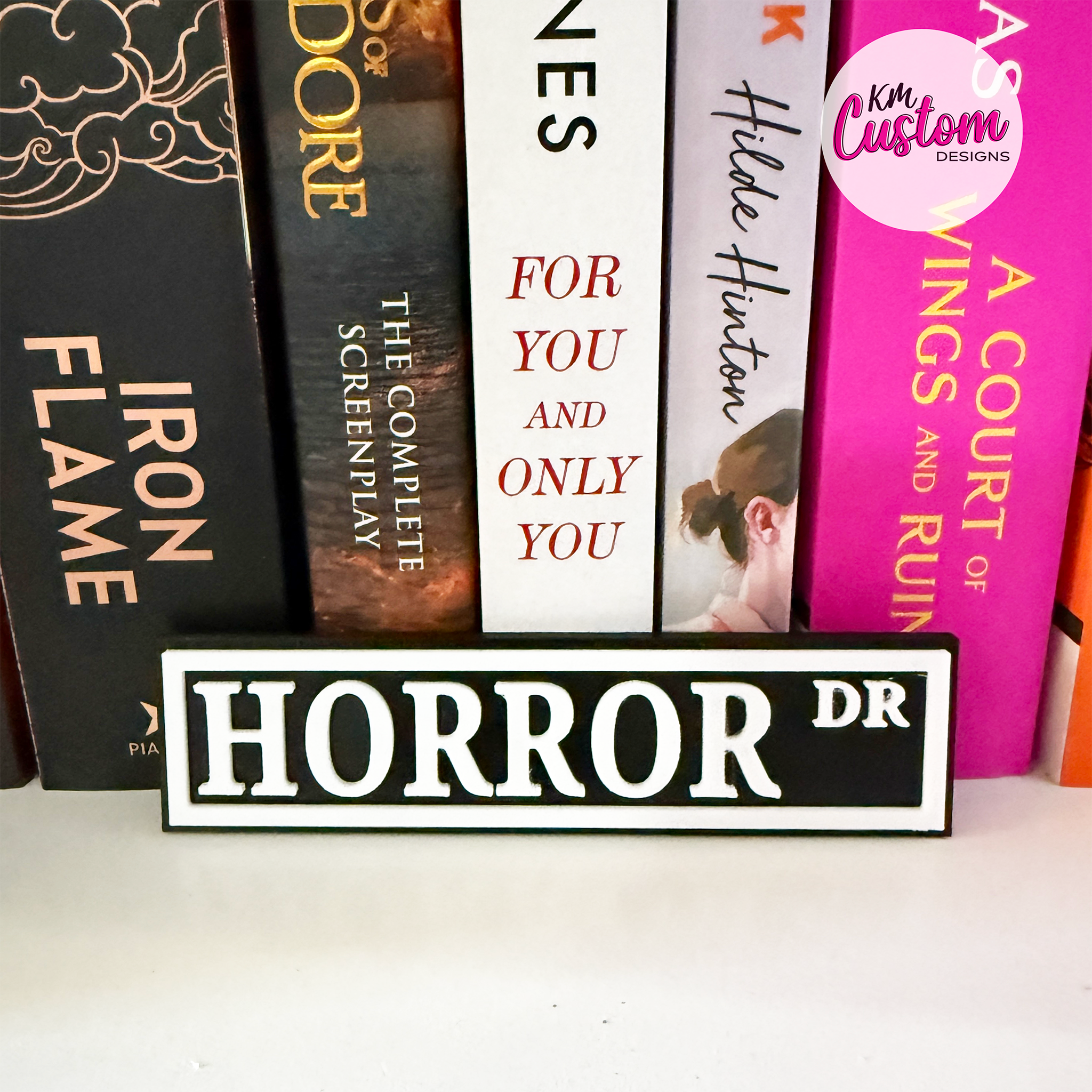 3D Printed Horror Drive Book Shelf Sign