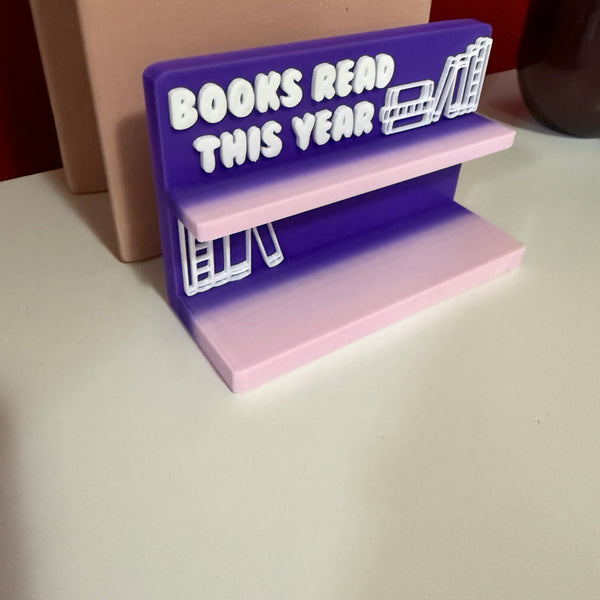 3D Printed Books Read Counter Stand - Pink + Purple Ombre