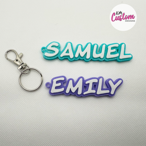 3D Printed Personalised Name Bag Tag Keyring