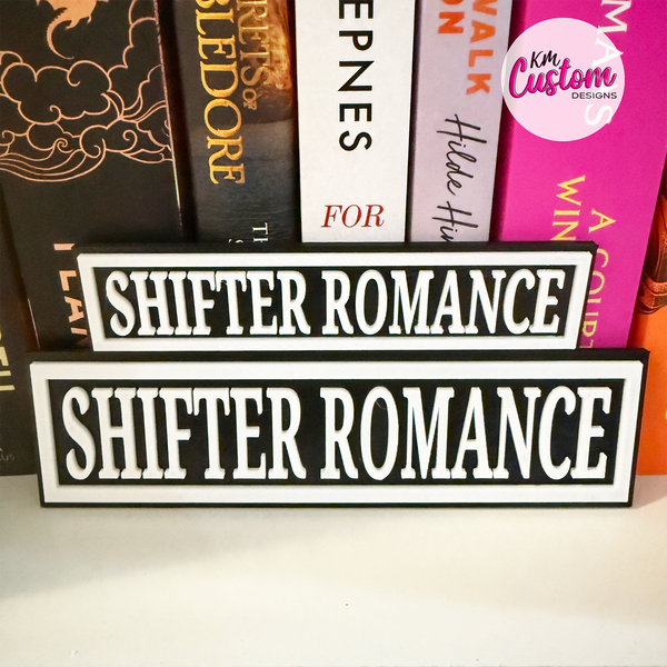 3D Printed Shifter Romance Book Shelf Sign