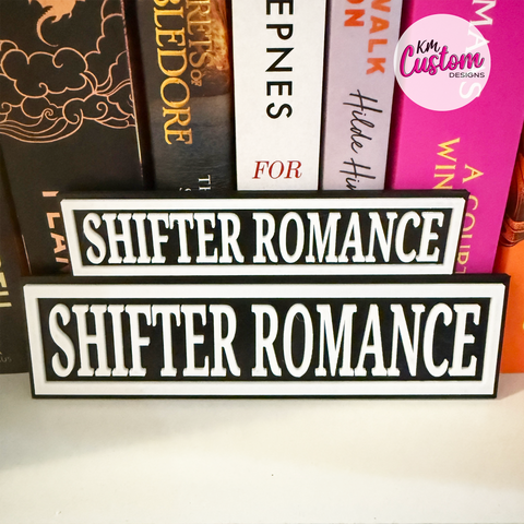 3D Printed Shifter Romance Book Shelf Sign