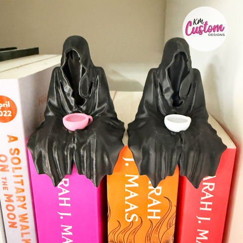 3D Printed Sitting Grim Reaper with teacup Bookcase Ornament