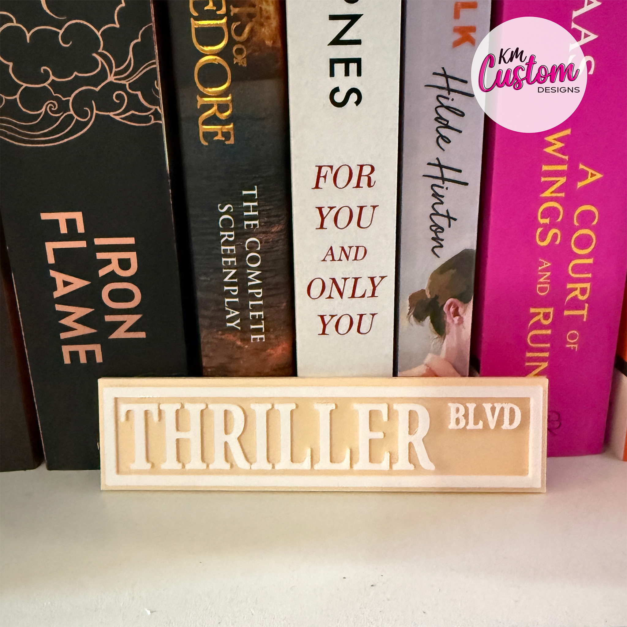 3D Printed Thriller Boulevard Book Shelf Sign