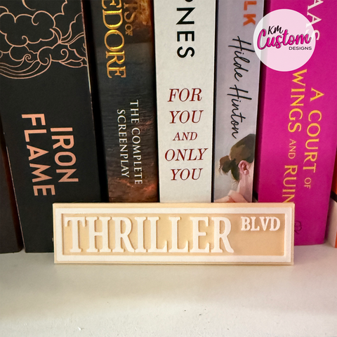3D Printed Thriller Boulevard Book Shelf Sign